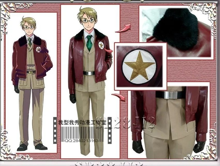 Axis Powers Hetalia Альфред Ф. Американская военная форма Jones костюм для косплея любого