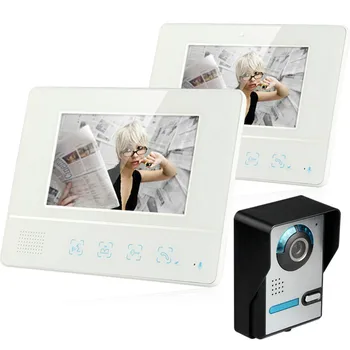 

Video Door Phone Intercom 7" LCD Full Color Doorbell Intercom Kit 1 Camera 2 Monitors