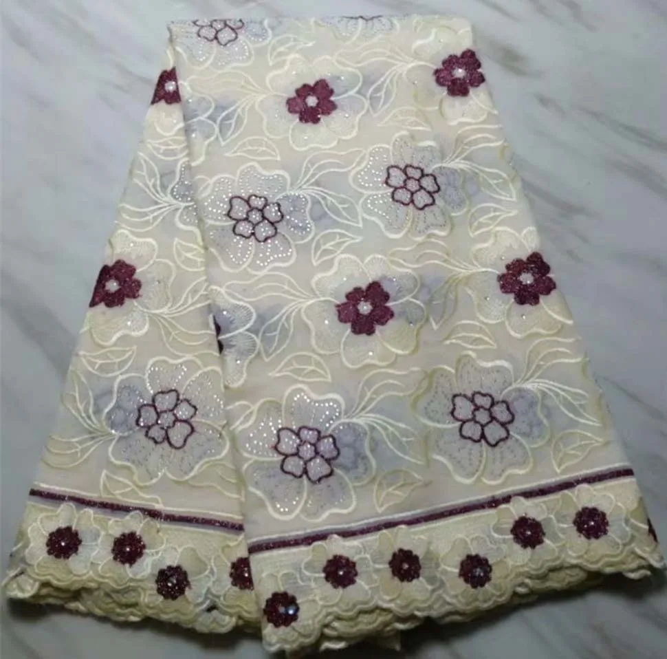 

Latest Nigerian cotton Swiss voile lace fabric high quality with stones Swiss voile lace in Switzerland