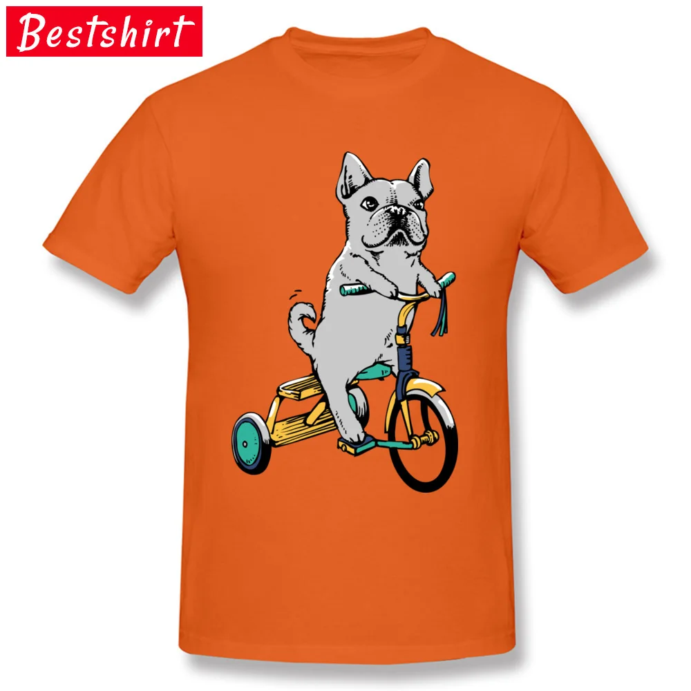 Frenchie Ride 100% Cotton Fabric Men Short Sleeve Tees Custom Lovers Day T-shirts Crazy T Shirt Rife Round Neck Frenchie Ride orange