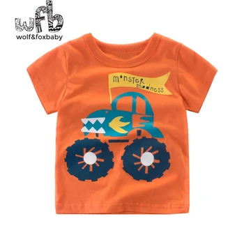 

Retail 2-10 years children's T-shirt short-sleeve round neck cotton summer children print car