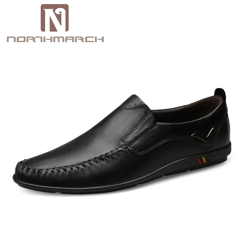 Couro Northmarch De Conforto Homens Sapatos Flats Macio Genuínos Calzado Condução Para Elegante Mocassins Sapatas Dos Hombre Preto x4CwnIY