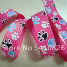 Q& N лента оптом дюйма 22 мм собачья лапа на розовом принте корсажная лента для волос или аксессуары для волос