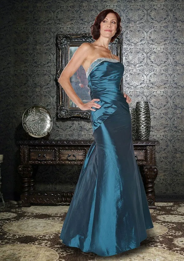 Sheath Floor-length Strapless Blue Taffeta Ruffles Mother Of the Bride 2015 Dresses - of | Свадьбы и торжества
