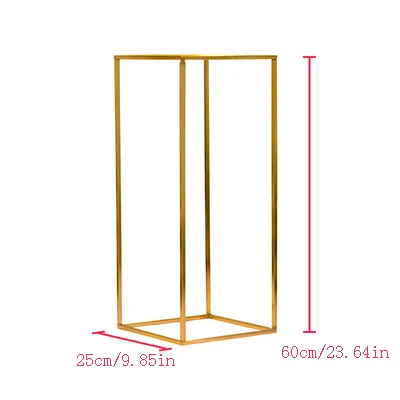 Свадебный сценический фон центральный макет металлический Железный позолоченный геометрический прямоугольник квадратная рамка цветок стенд украшения реквизит - Цвет: 60cm gold plated