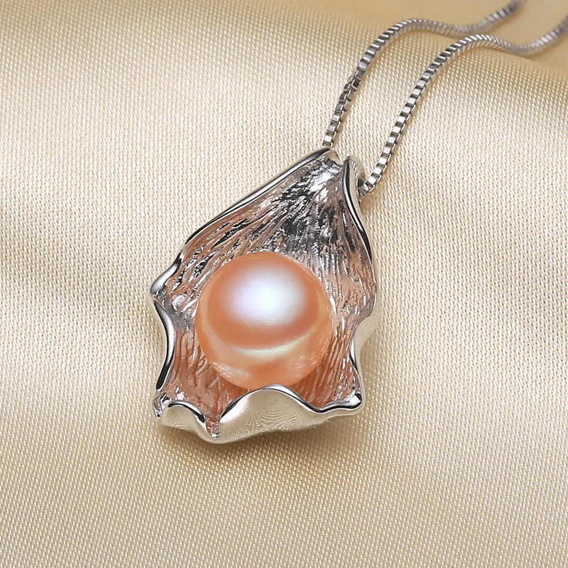 Fashion Pearl Pendant 925 Sterling Silver Jewelry For Women Natural Freshwater Pearl Seashell shape pearl Pendants 