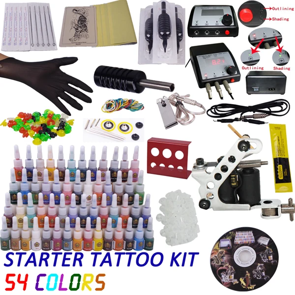 New Complete Tattoo Kit Permanent Makeup Tattoo Machine Set Body Art Professional Beginner