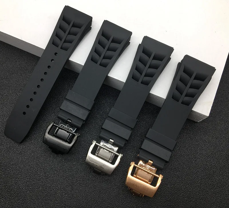

Luxury Soft silicone men Waterproof Natural Rubber Watchband Watch Strap For Richard And Mille belt band Bracelet wristband