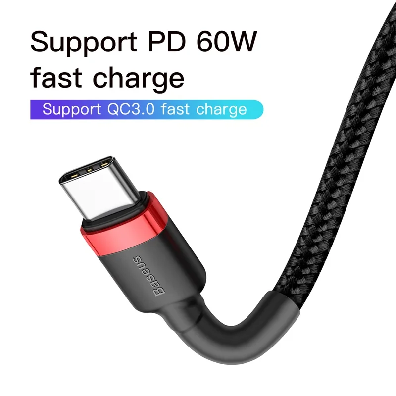 Baseus USB نوع C كابل إلى USB C كابل لسامسونج S10 Xiaomi الهاتف المحمول USBC PD سريع شحن شاحن الحبل USB-C نوع-C كابل