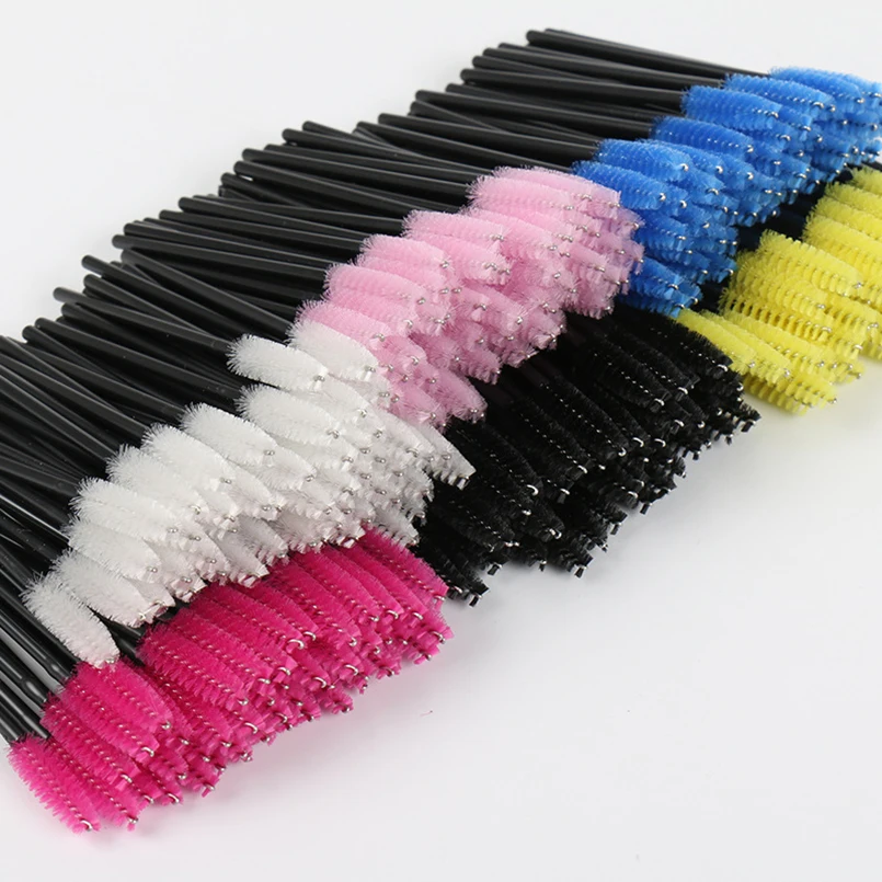 

100pcs/set Colorful One-Off Disposable Eyelash Brush Makeup Brush Mascara Applicator Wand Brush Pro Makeup Tool Free Shipping