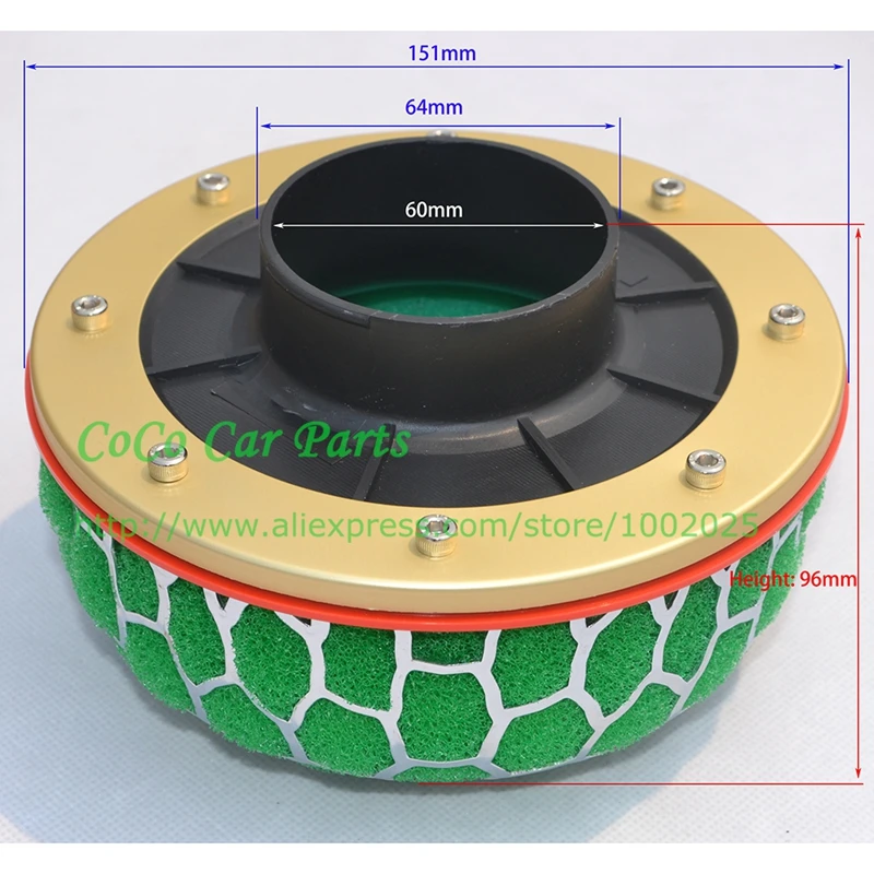 60 мм впускной воздушный фильтр гриб стиль 3 слоя супер силовые гонки воздухозаборник фильтр