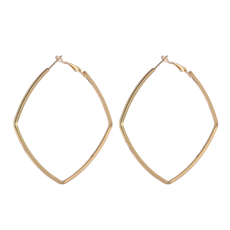 3 размера большие гладкие квадратные серьги-кольца для женщин модные золотые серебряные ювелирные изделия Модные ромбовидные круглые серьги подарки горячая распродажа