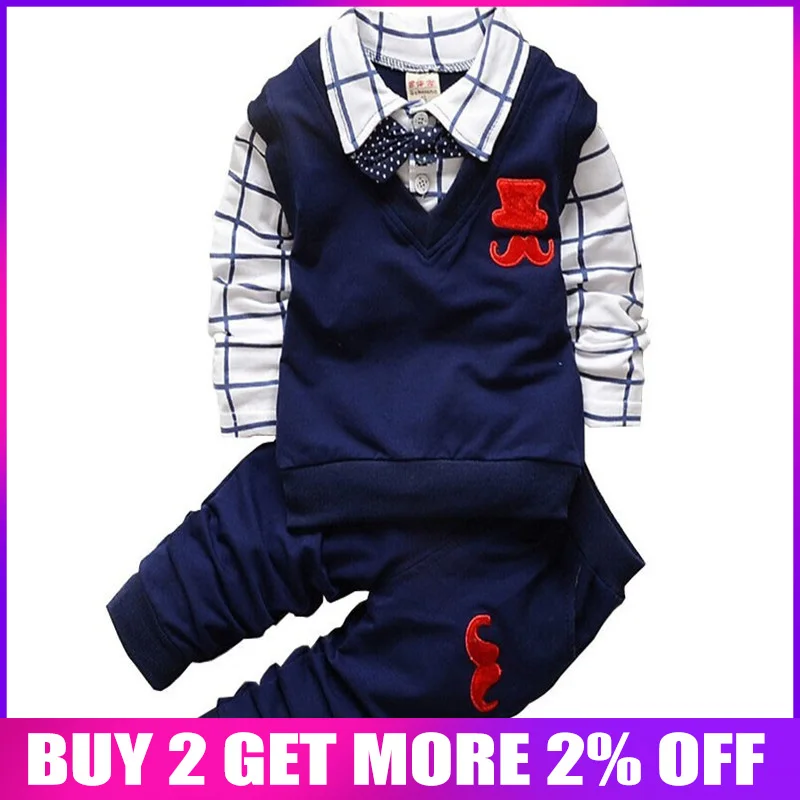 BibiCola spring autumn Baby boy clothing sets products kids clothes set boys high quality cotton long sleeve t-shirts+pants |