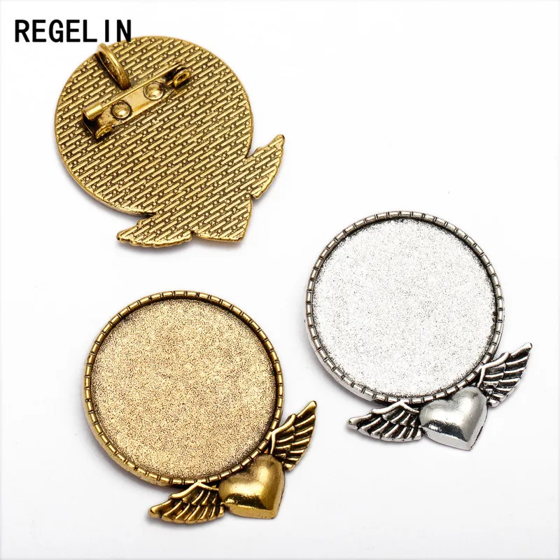 REGELIN новый 5 шт./лот старинное серебро/античное золото основа для установки кабошона металлические ювелирные принадлежности любовь крыла