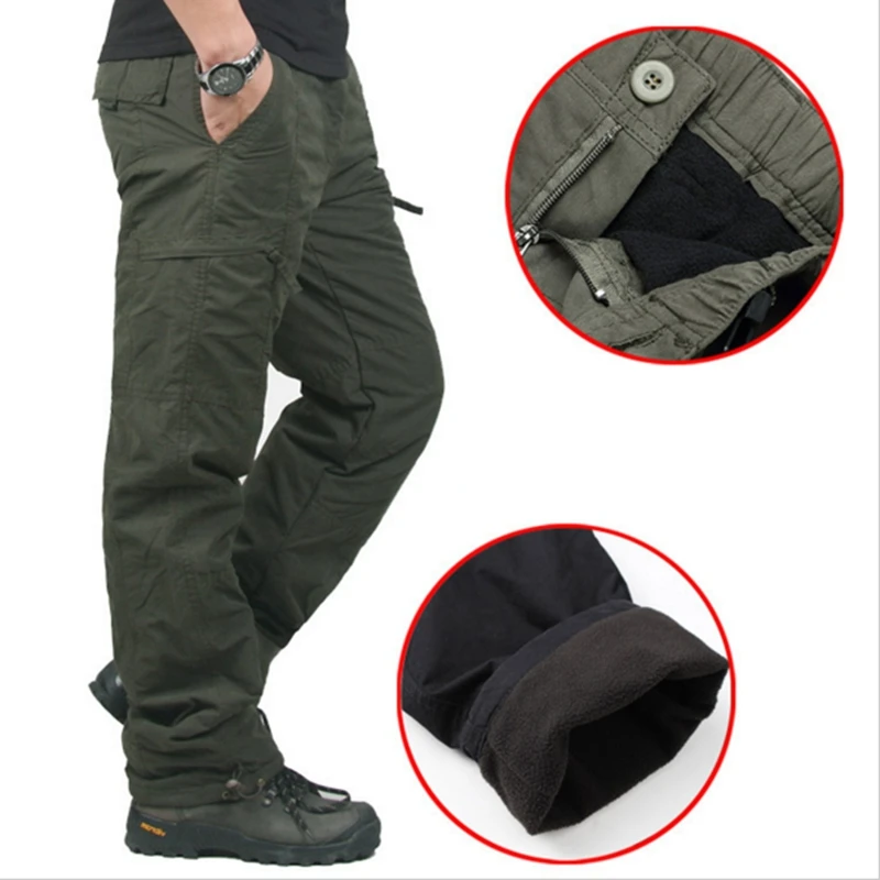 Plus Fleece Thickened Warm Plus Fleece Pants Mens Casual Trousers Autumn  and Winter with Fleece Outside Wear Bunched Feet Sports Cotton Pants   China Cargo Pants and Men Cargo Pants price 
