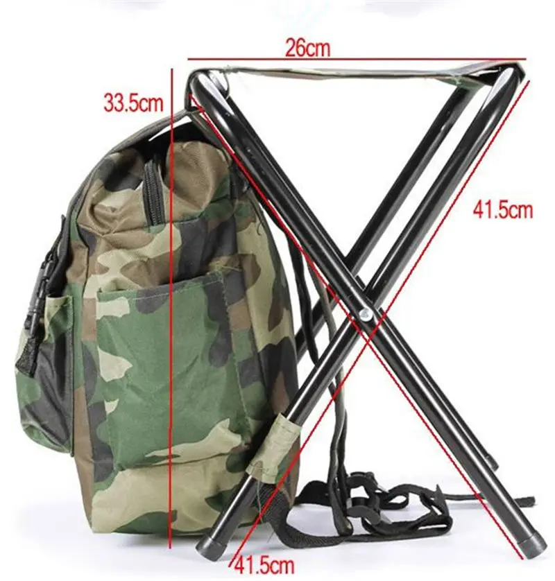 Bolsa de Camuflagem Cadeira de Pesca Acampamento ao ar Cadeiras de Pesca Portátil Estilo Oxford Pano Tubo Aço Mochila Livre Caminhadas 5 pesca mochila acampamento ao ar livre caminhadas cadeiras de pesca
