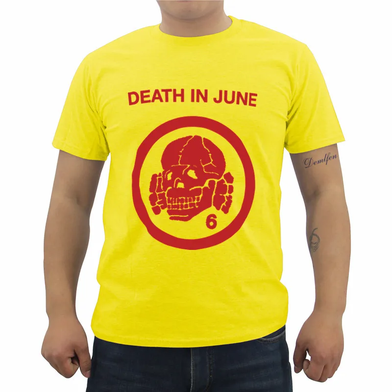 Футболка Impact Death In June Skull 6 футболка с мультяшным персонажем летняя Мужская хлопковая футболка с коротким рукавом Забавные футболки - Цвет: yellow