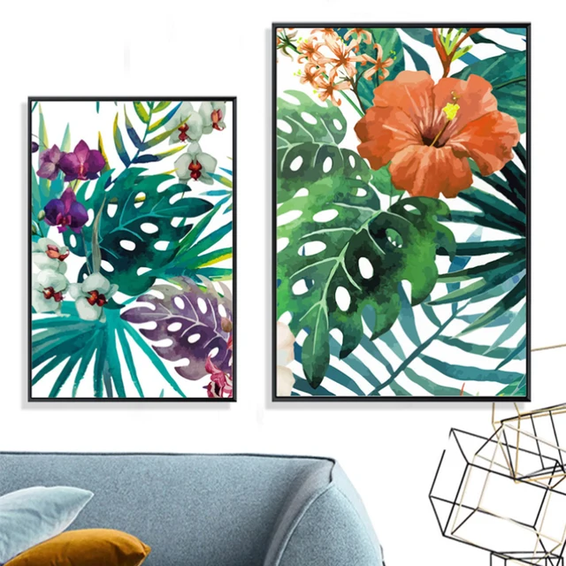 Watercolor Plant Leaves Poster Print Landscape Wall Art  3