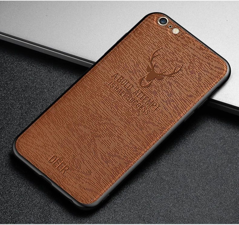 Для iPhone 6 6S Plus кожаный чехол для Apple iPhone 6 6S анти-осень Мягкий Силиконовый ТПУ Дерево линия олень Голова Крышка