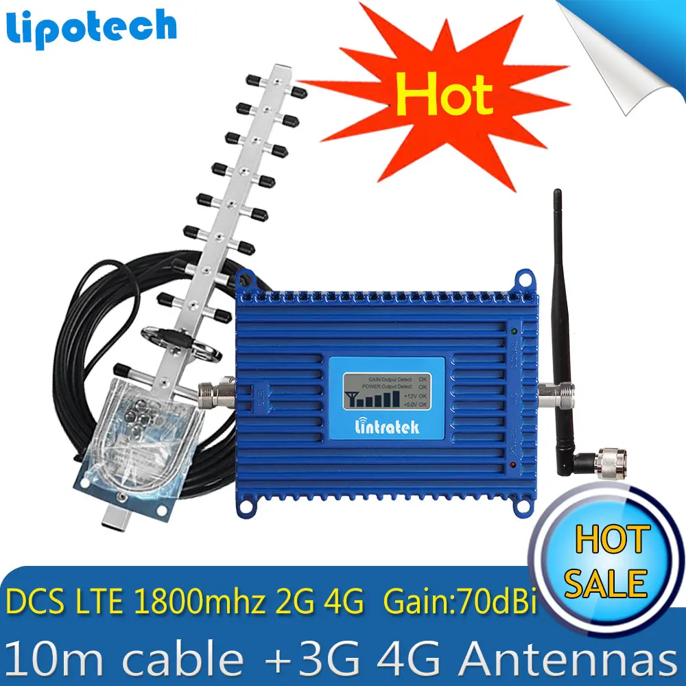 Lintratek 1800 МГц 4G ретранслятор (полоса 3) LTE GSM Мобильный телефон усилитель сигнала DCS