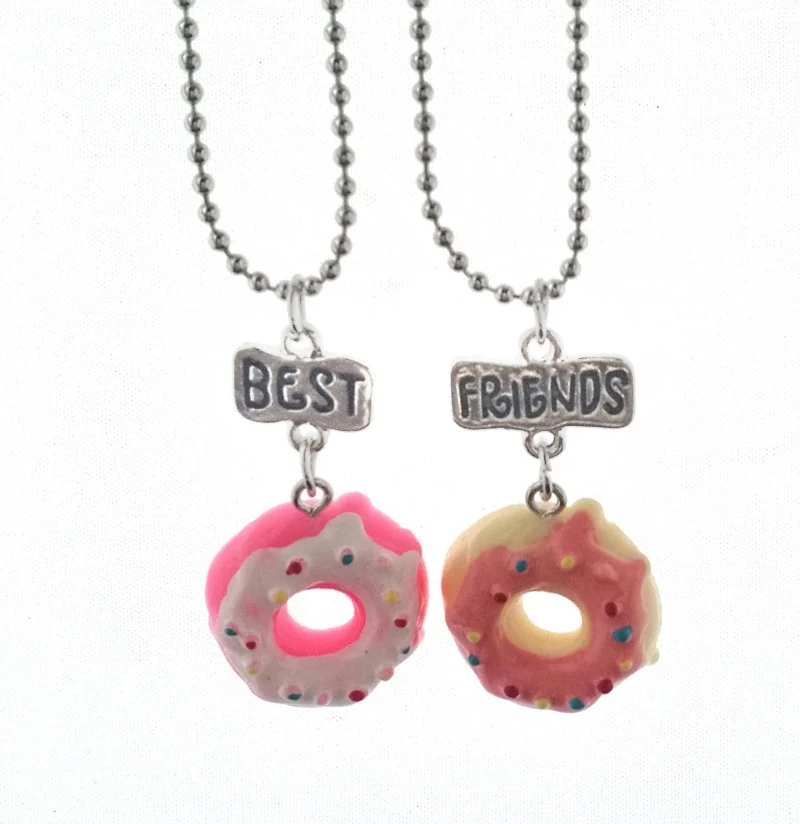 

Cute Donuts Cake Necklace Clay Food BFF Pendant Children Best Friends Forever Girls Boys Friendship Jewelry Birthday Gift