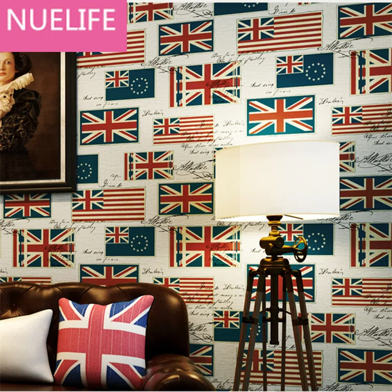 

0.53x10m British style fashion retro flag pattern wallpaper children bedroom living room marriage room TV background wallpaper