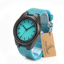 BOBO BIRD Luxury Women Watches Blue Wooden Wristwatches Female Clock Lady Genuine Leather Quartz Watch relogio feminino 2017