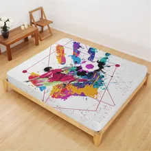 Colorful Football Bed Sheet Watercolor Hand Print Fitted Sheet King Queen Bedding Teens Bedclothes Deep Pocket Sheet Home Decor