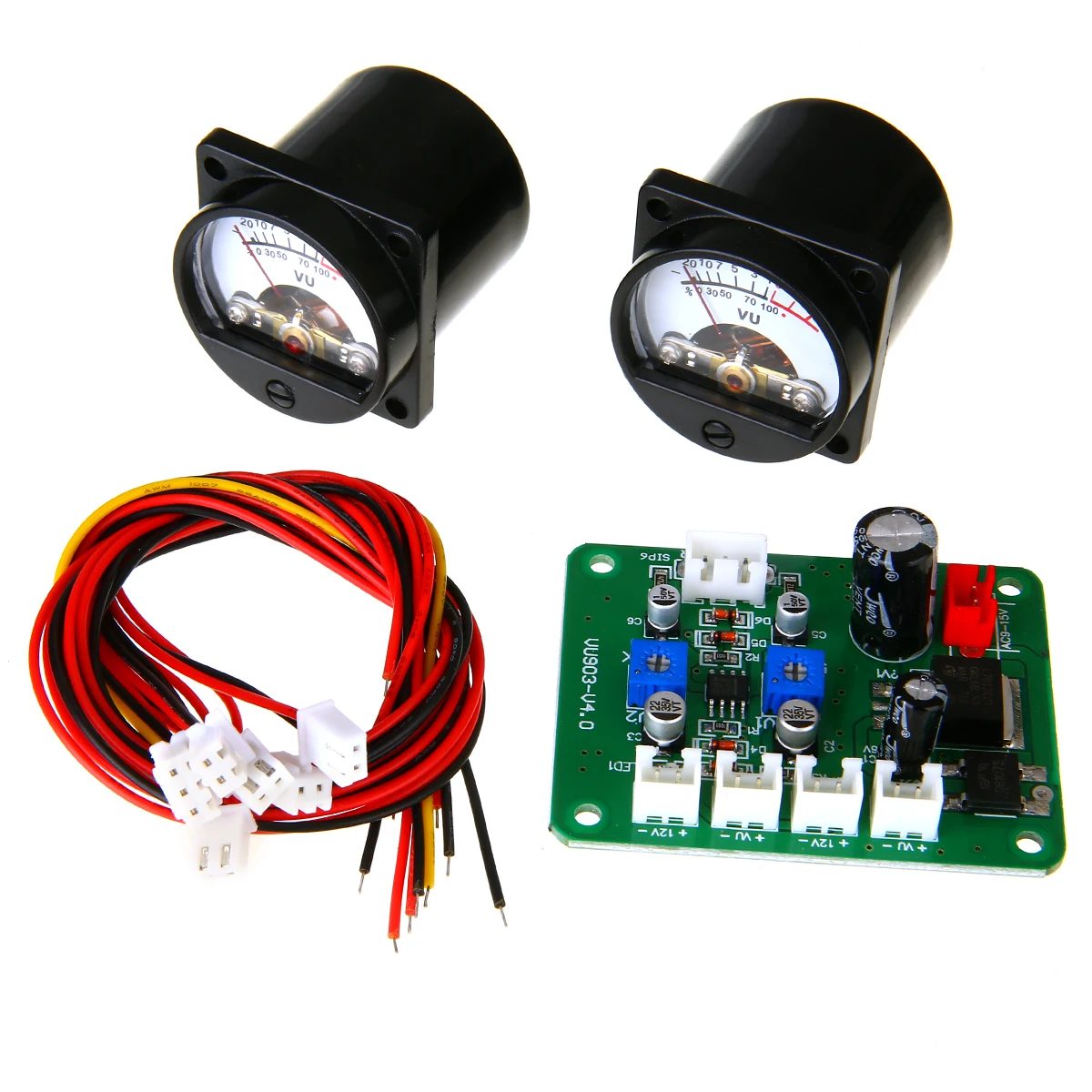 

2pcs 10-12V Analog VU Panel Meter 500UA Warm Back Light Recording Level Meter + Durable Driver Module Board + Cable Mayitr