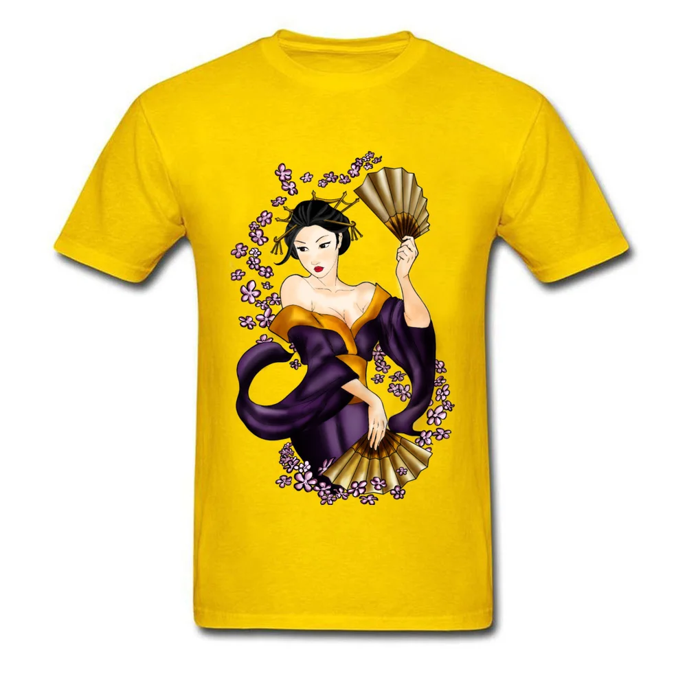 New Arrival Men's Tops Shirt GEISHA Custom Tshirts All Cotton Short Sleeve Leisure T Shirt Round Collar Drop Shipping GEISHA yellow