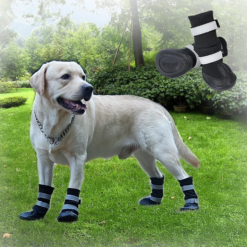 

FML Pet Boot for Dog Waterproof Outdoor Dog Shoes Reflective Warm Golden Rain Shoes Pet Accessories Medium Large Dogs Boots