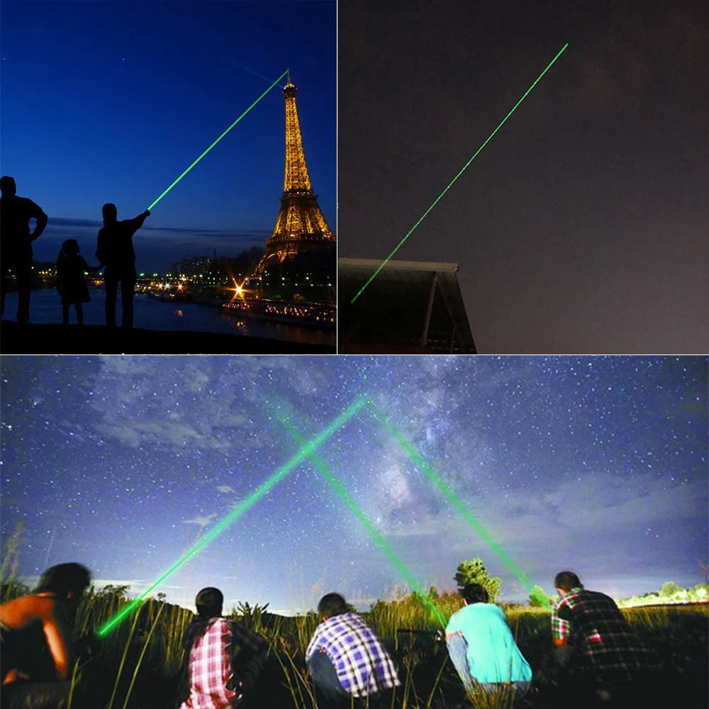 Powerful 10000m 532nm Green Laser Sight laser pointer Powerful Adjustable Focus Lazer with laser pen Head Burning Match