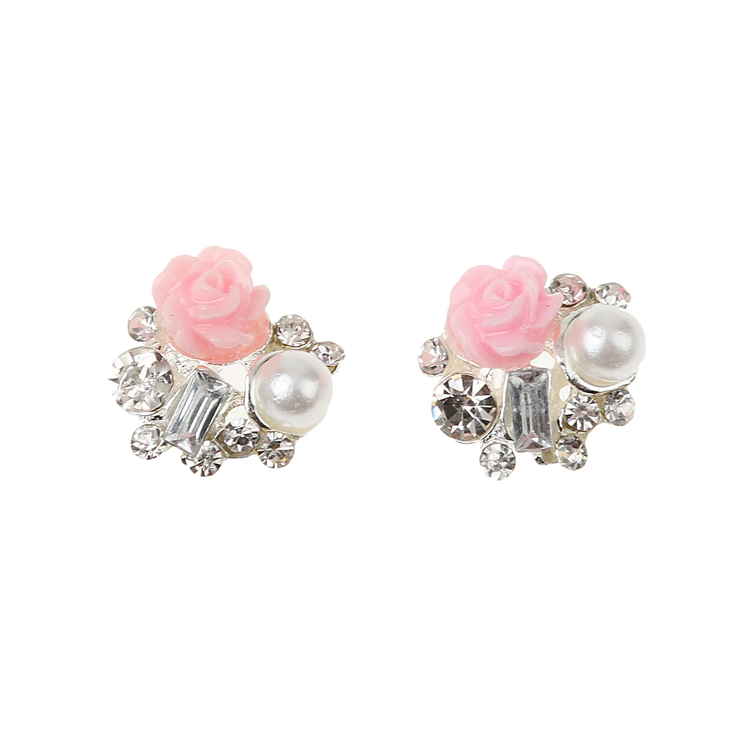 Kesoto 10pcs 3D Nail Art Tips Decoration Flower Pearl Rhinestone DIY Fashionable  Decorations 