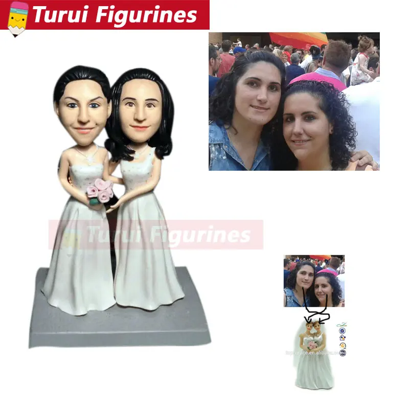 wedding cake topper real face figurine Resin clay home decoration dolls Anime action figure Toy polymer doll bride groom | Дом и сад