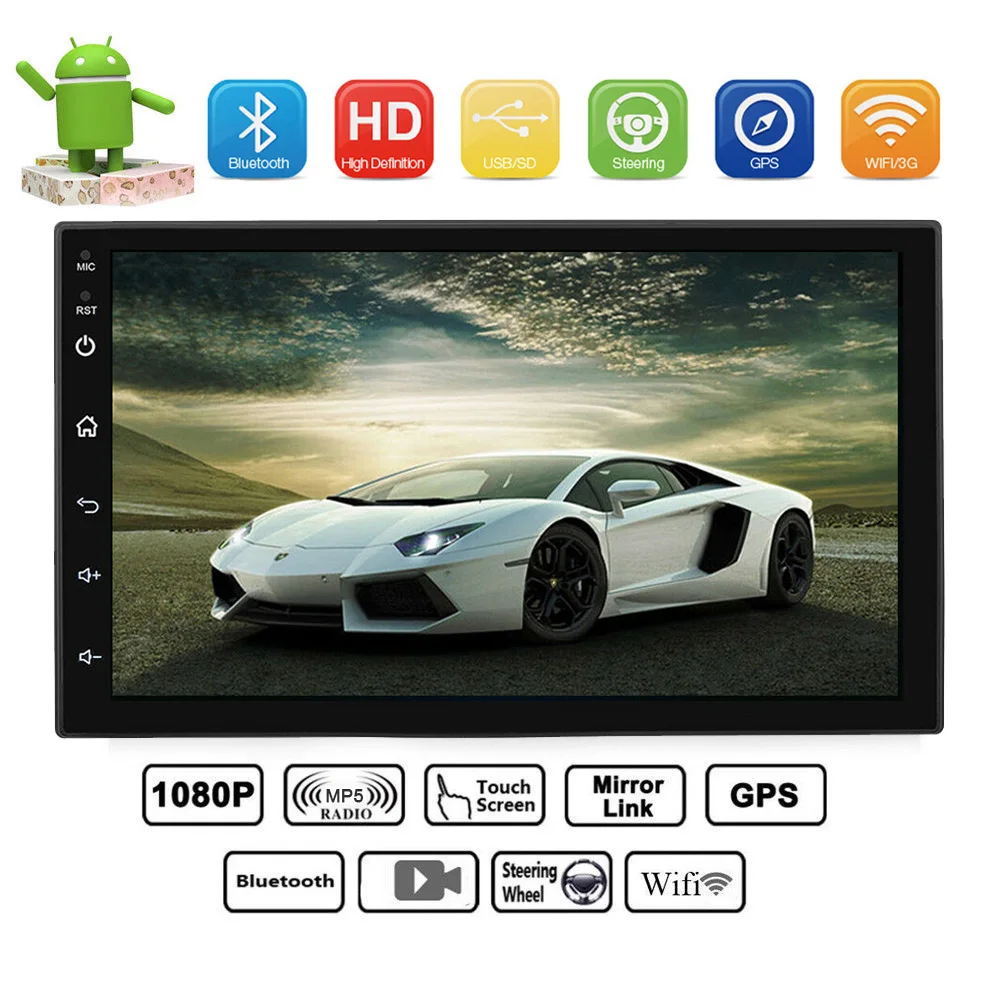 

Android 8.1 2 Din Car Radio Multimedia Player 7" Quad Core Universal Auto Stereo GPS Navi Bluetooth WIFI Car No DVD Player