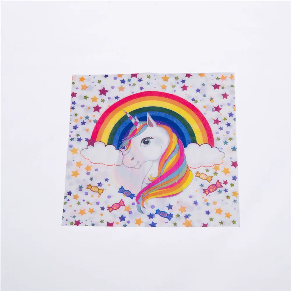 Бумажные салфетки в виде единорога одноразовая посуда тематика деятельности день рождения тема вечеринки мультфильм Животные темы