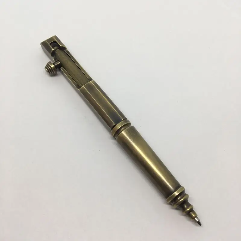 

Groove Brass Ballpoint Pen Handmade EDC Creative Retro Bolt Type Tactical Pen