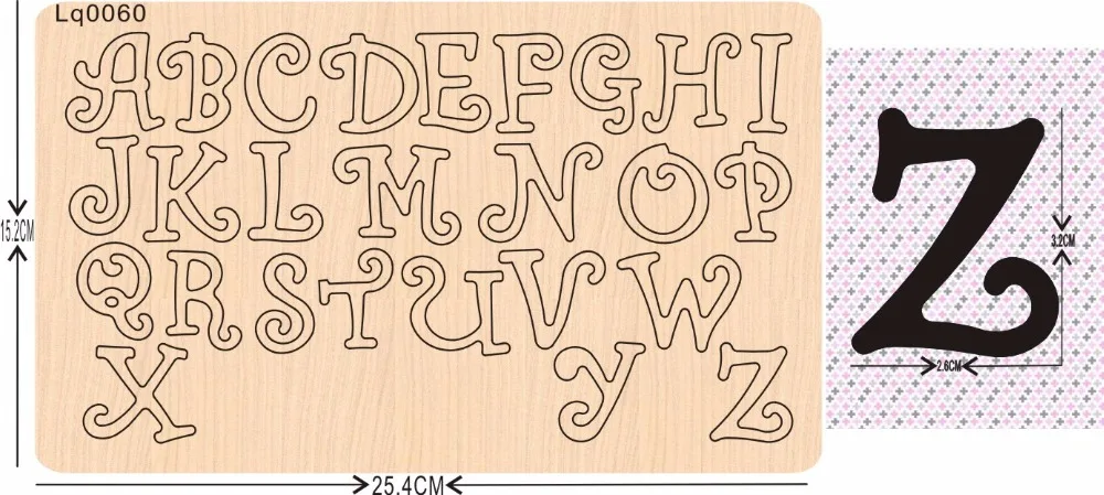 

Wooden Alphabet Wood Mould is compatible with most leading machines Mold thickness: 15.8mm