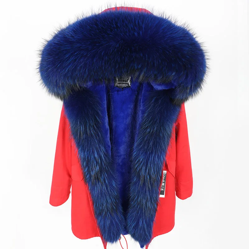 MAOMAOKONG2019 Новая зимняя женская одежда с воротником из натурального меха енота, плотное теплое пальто, женская куртка, парки - Цвет: 8