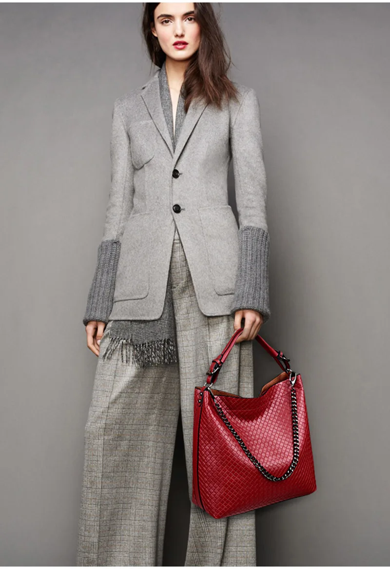 Новинка, европейский и американский стиль, Индивидуальная сумка-мешок на цепочке, простая сумка с переплетением, модная сумка через плечо