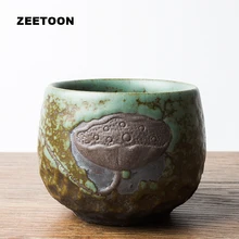 130 мл японская винтажная грубая Керамика ручной работы резьба Лотос чайный набор кунг-фу чайная Чаша Пуэр чайная чашка креативные мастер чашки