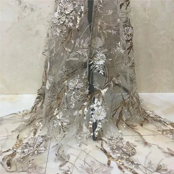 

Beautifical Latest French Lace Fabric 2019 Flower Embroidered Tulle Lace African Fabric With Sequins For Women Dresses xc65-2487