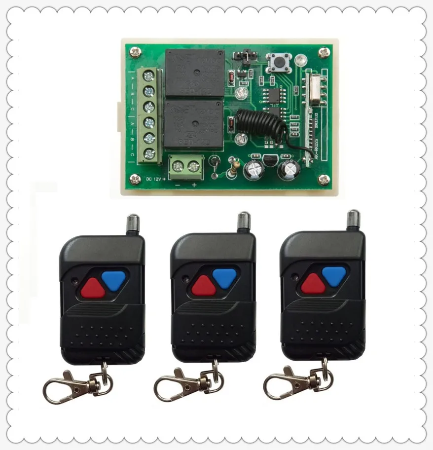 DC12V 2ch rf Беспроводной Дистанционное управление переключатель Системы 3 * ЧЕРНЫЙ передатчик с двумя кнопками приемник для Приспособления