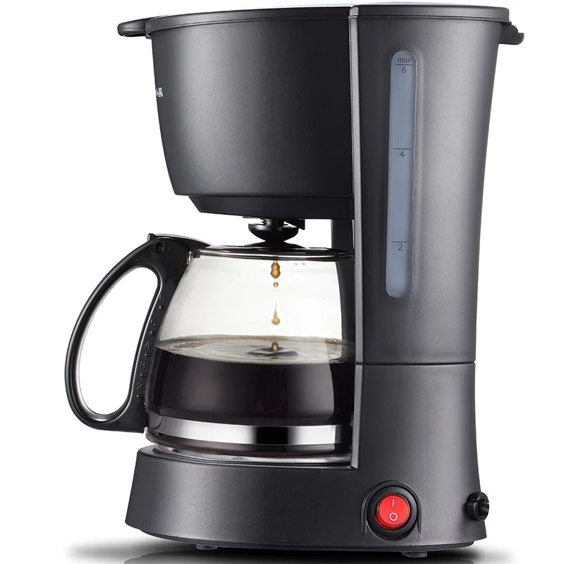 Американская многофункциональная домашняя Кофеварка емкостью 600 мл, капельного типа, для приготовления чая, заваривания кофе, мини электрические кофеварки - Цвет: Черный