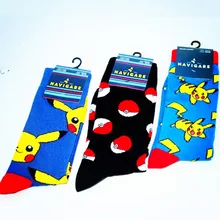 Cartoon comic Pokemon Pokeball socks Captain America Novelty funny comfort red woman cool Sock ankle hip hop skarpetki meskie