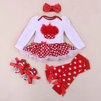 

4PCs per Sets Infant Girl Clothes Red Newborn Baby Girls 1st 2nd Birthday Satin Tutu Dress Shoes Leggings Headband