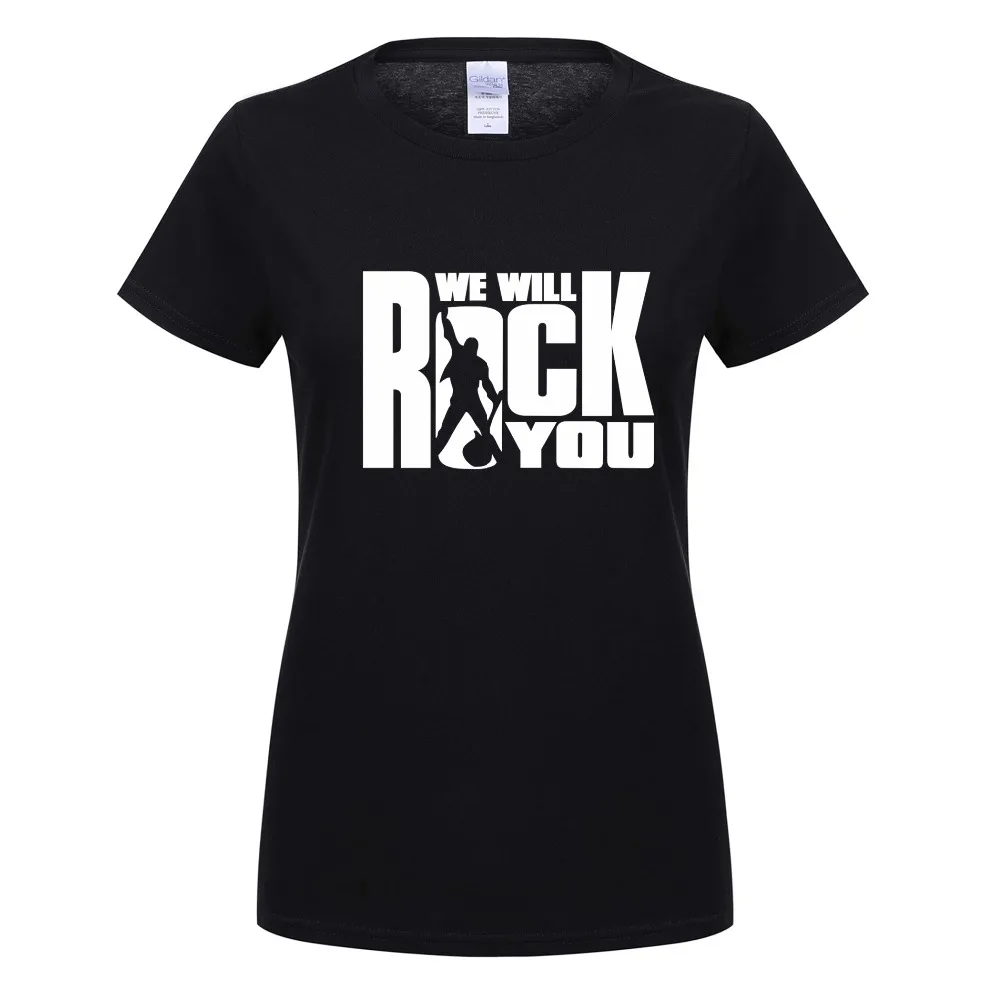 

We Will Rock You Women T Shirt Summer Style Queen Rock Band T-shirt Short Sleeve Cotton Rock Roll Womens Tops OT-364