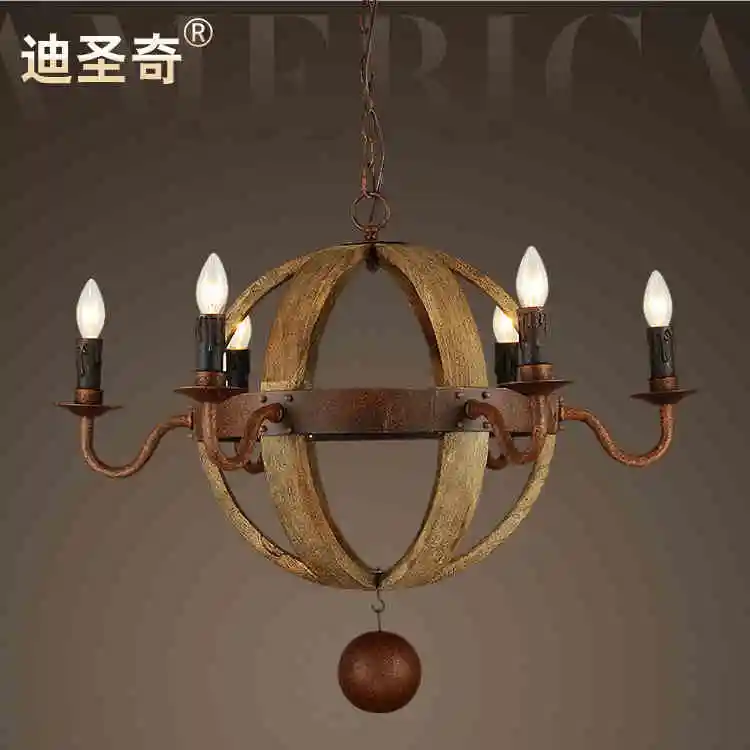 American vintage смешанные деревянные и железа подвесной светильник ячменя виски beerbarrel lamp-6pcs лампы