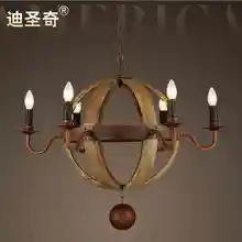 American vintage смешанные деревянные и железа подвесной светильник ячменя виски beerbarrel lamp-6pcs лампы