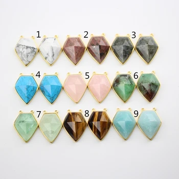 

Wholesale Mixed Stones Pentagon Shape Pendant Jewelry,Polished Raw Stones Slabs Charms Necklace Making